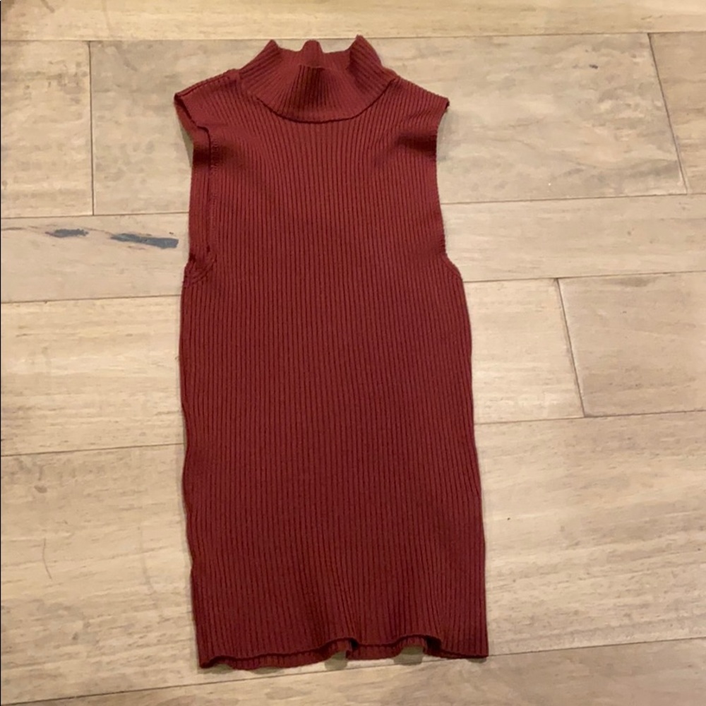 Sleeveless cropper crop top turtleneck